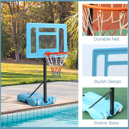 Poolside Basketball Hoop Stand, Adjustable Height, Portable Base