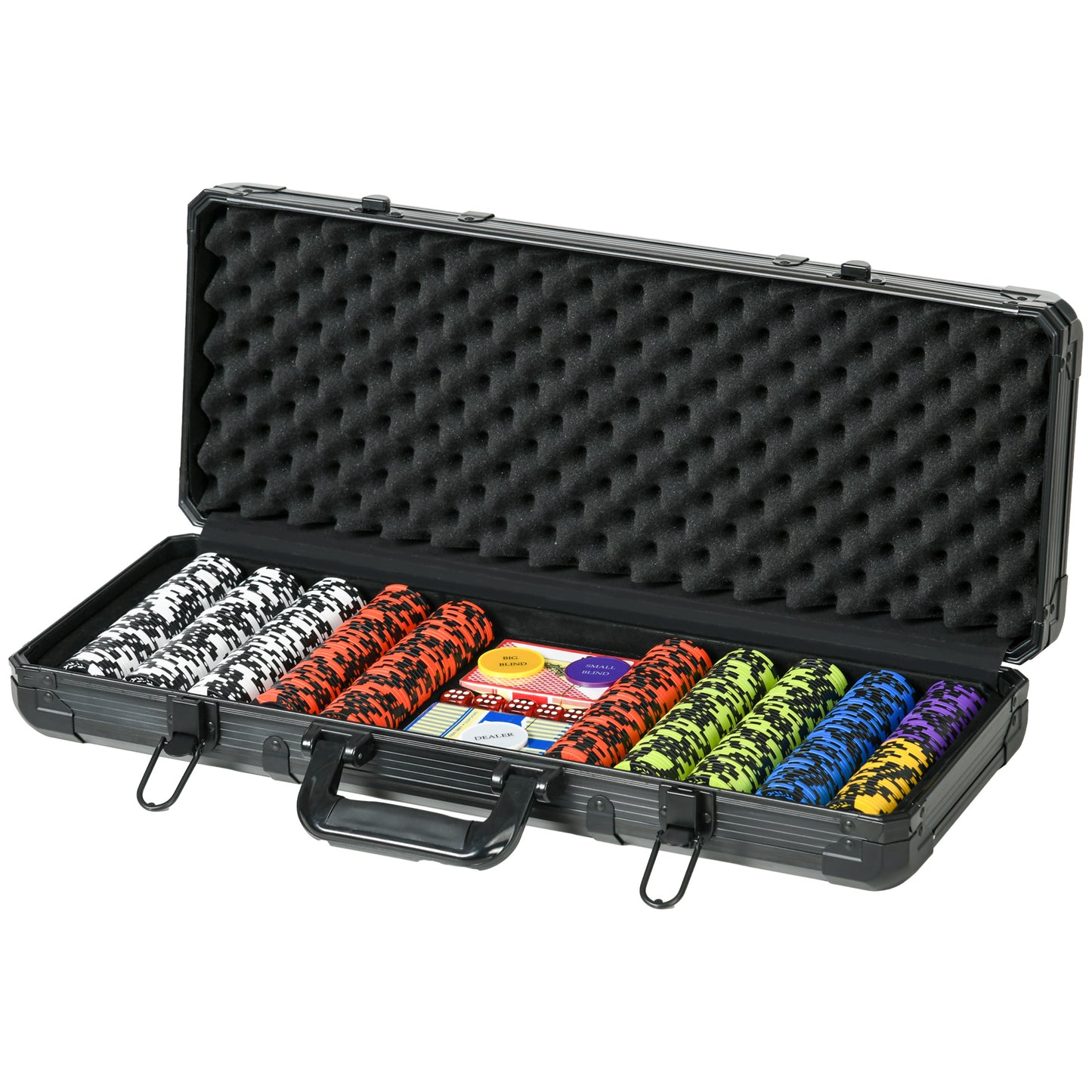 Poker Chip Set – 500-Piece Clay Chips w/ Aluminum Case & Cards