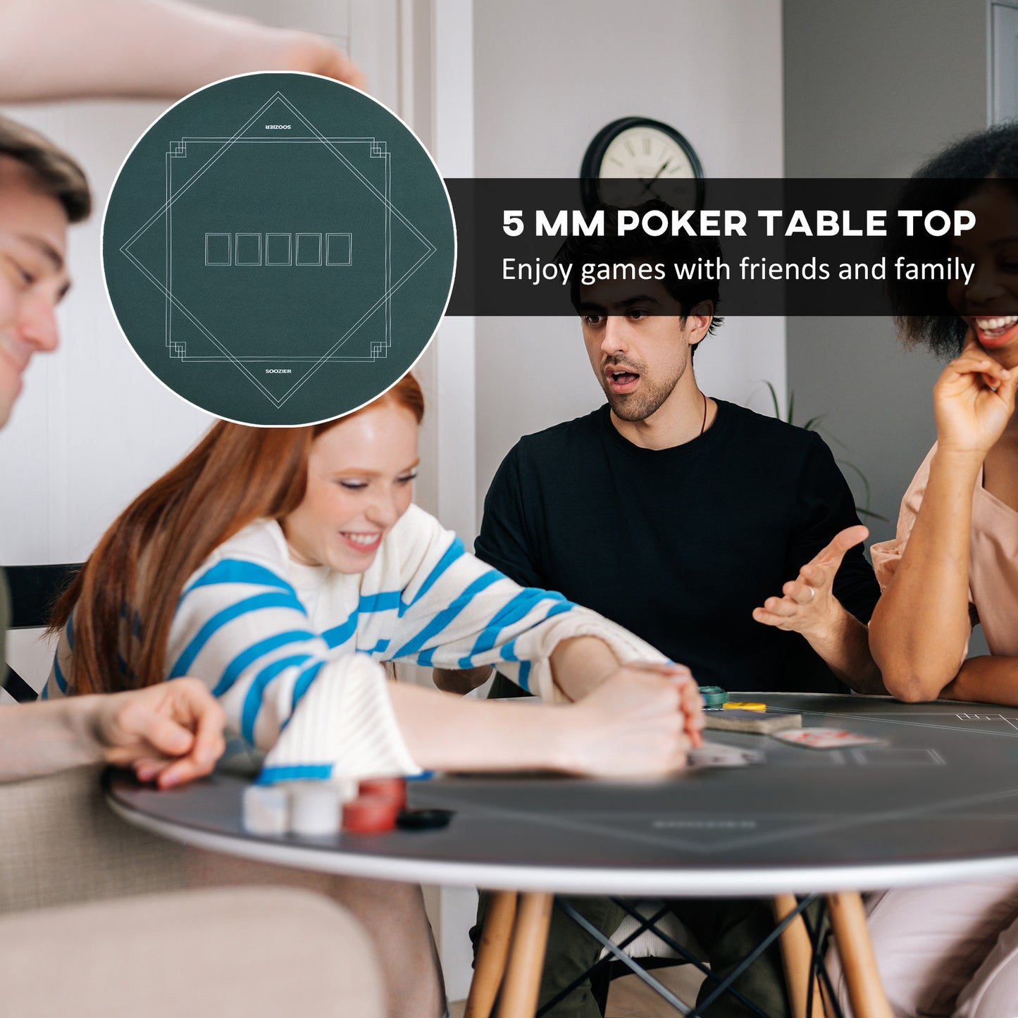 Poker Table Mat - Folding Texas Hold'em Topper, Dark Green