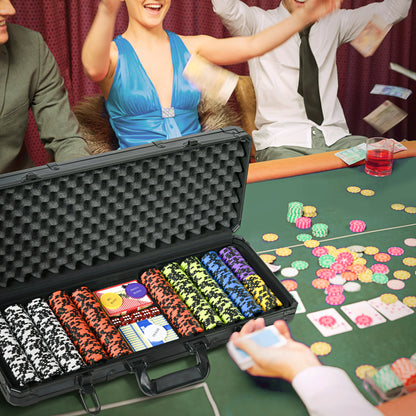 Poker Chip Set – 500-Piece Clay Chips w/ Aluminum Case & Cards