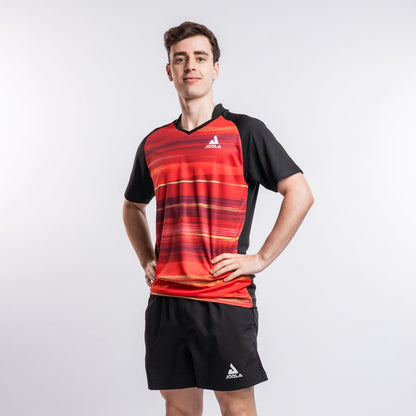 Joola Solstice T Shirt performance table tennis apparel in black and red colorway front view