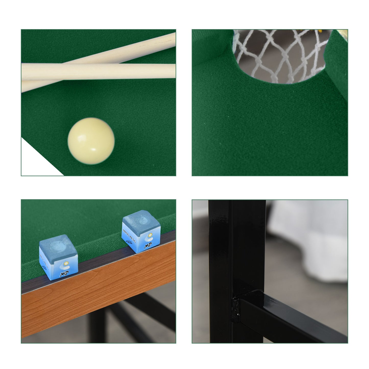 Folding Mini Pool Table with Cues, Balls & Rack – 55"