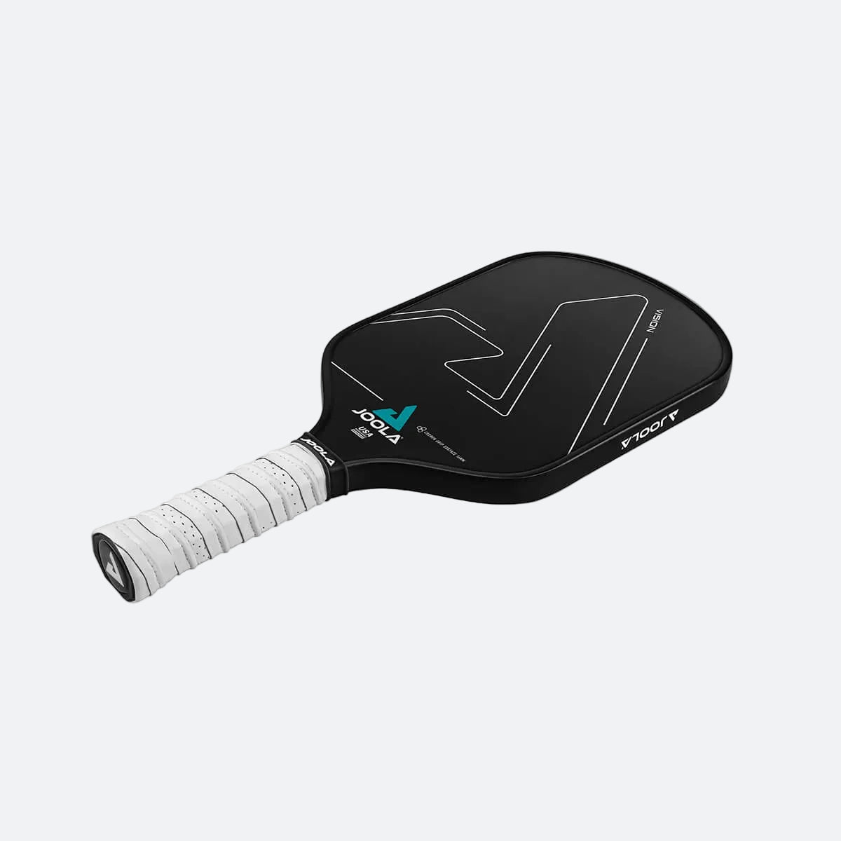 White Background Image: JOOLA Vision CGS 16 mm Pickleball paddle. Black paddle face.