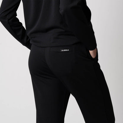 Close image showing the back side of a pair of JOOLA Women's Ribbed Joggers, Black.