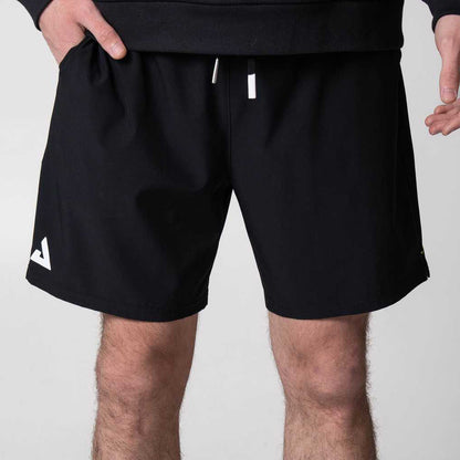 Joola Mens Woven Shorts 7 black performance table tennis shorts front view