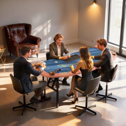 Folding Poker Table - 72" 8-Player Blackjack Table with Cup Holders