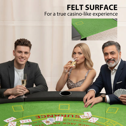 Folding Poker Table - 72" 8-Player Blackjack Table with Cup Holders