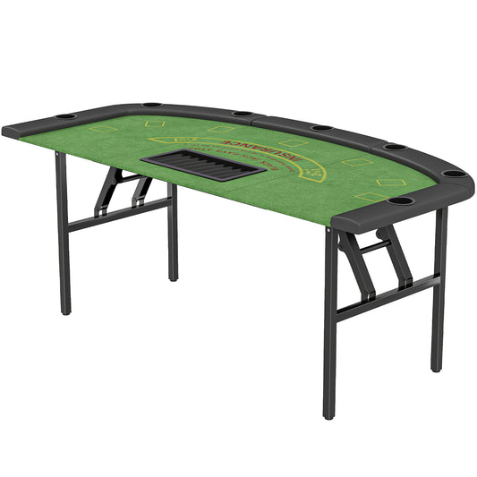 Folding Poker Table - 72" 8-Player Blackjack Table with Cup Holders