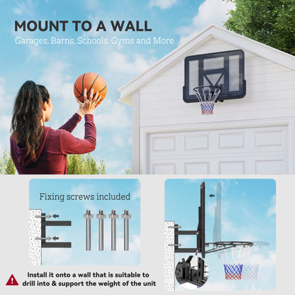 Wall-Mounted Basketball Hoop with 43" Shatterproof Backboard