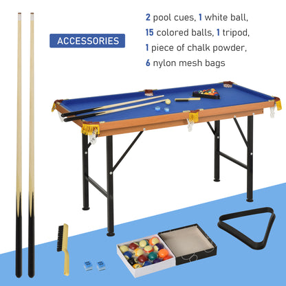 Folding Mini Pool Table, 55" with Cues, Balls & Rack