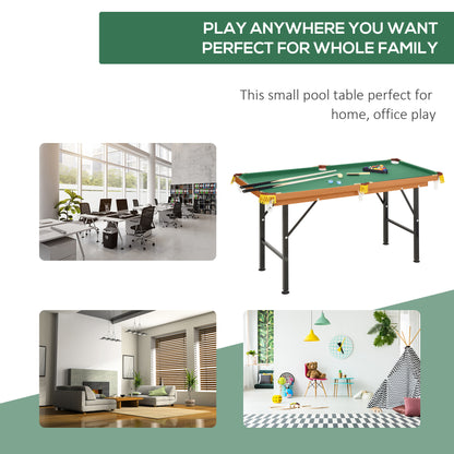 Folding Mini Pool Table with Cues, Balls & Rack – 55"