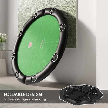 Folding Poker Table - 47" Round 8-Player Card Table, Green