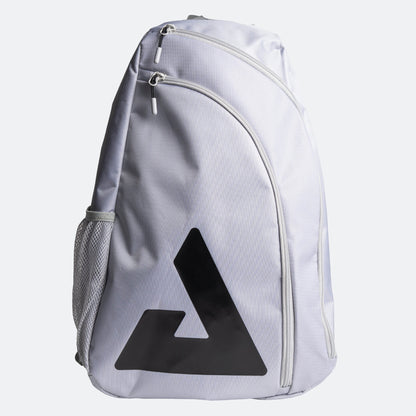 Gray backpack with a black JOOLA Trinity logo on a white background