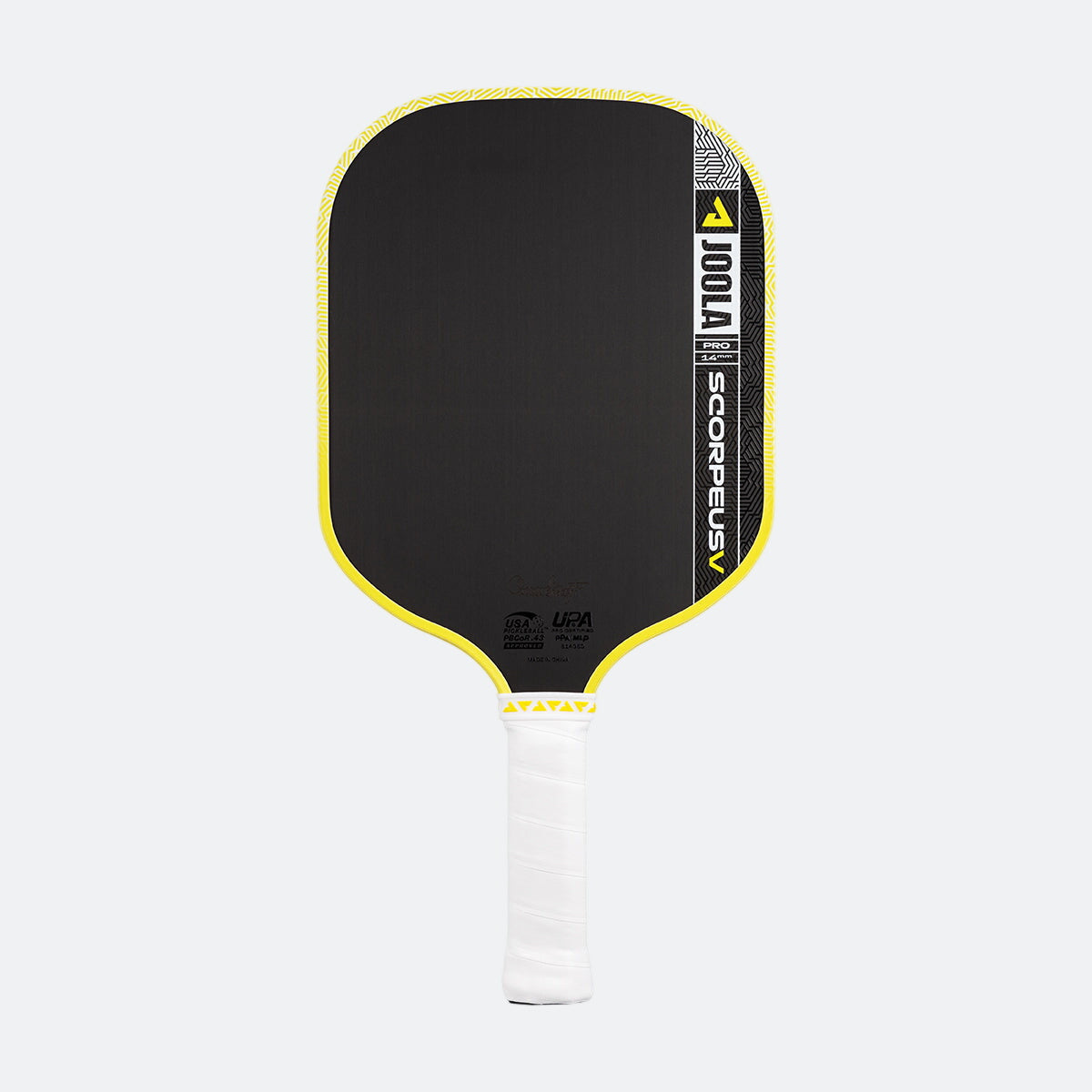 Joola Scorpeus Pro V Pickleball Paddle in yellow, 14mm pro performance paddle hero shot