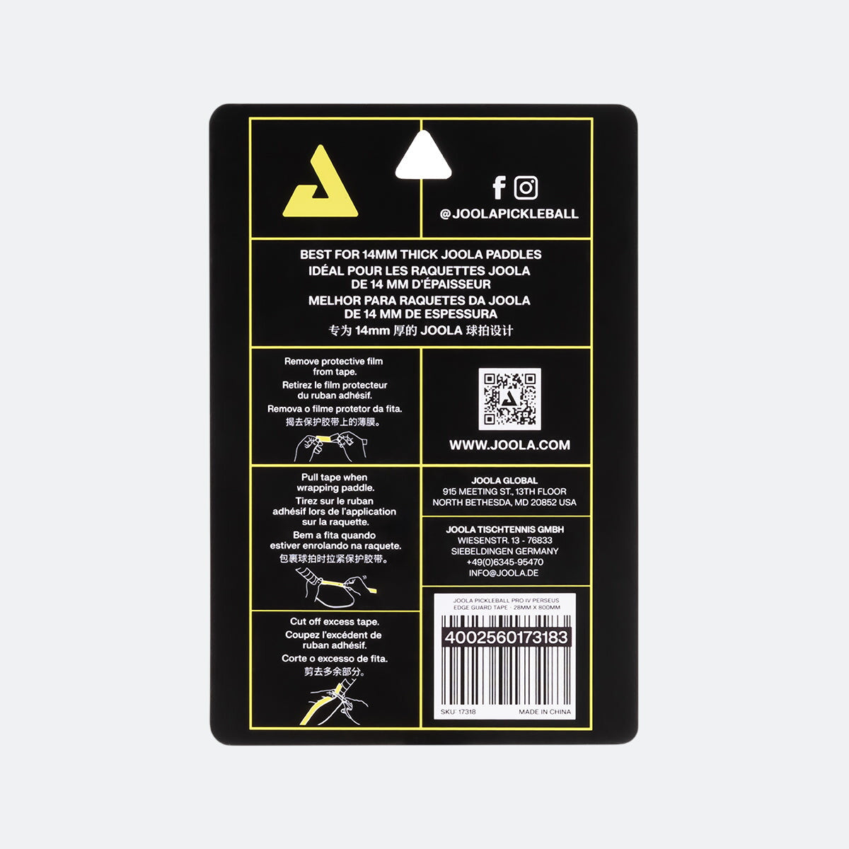Joola Pickleball Edge Guard Tape SS25 paddle protection product displayed on white background