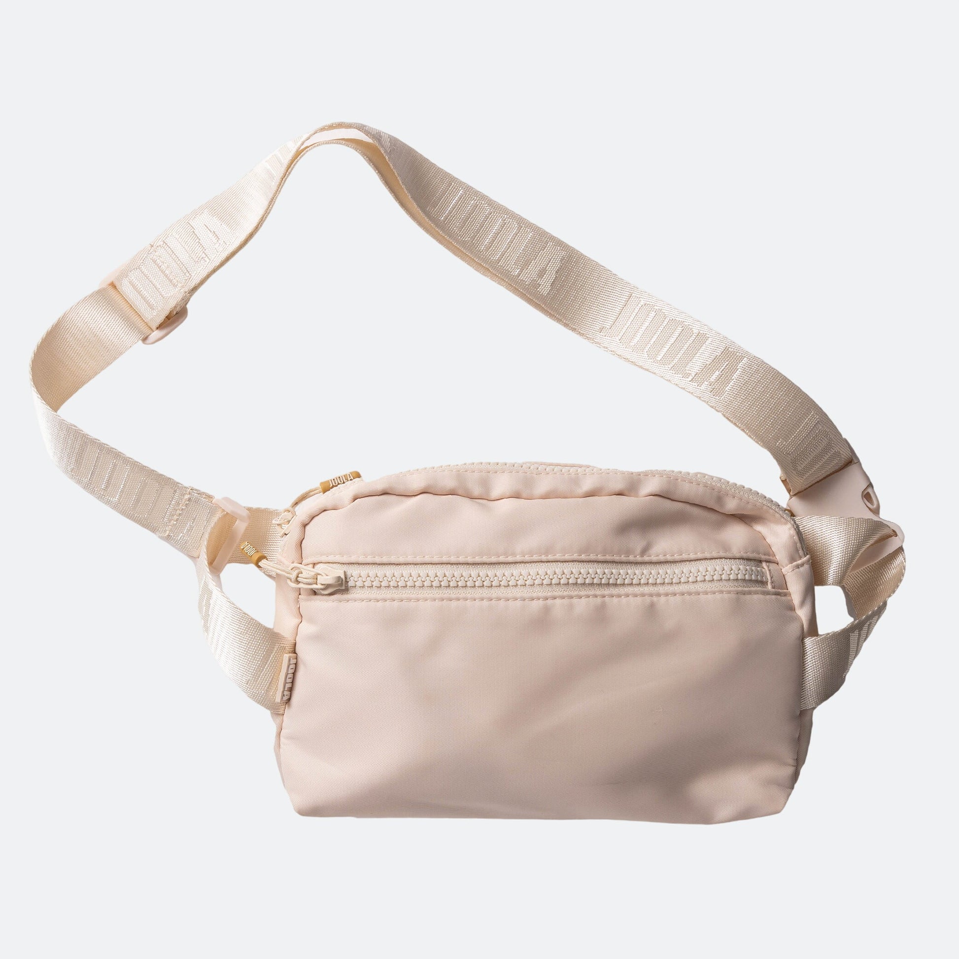 Beige JOOLA Belt bag with a strap on a white background