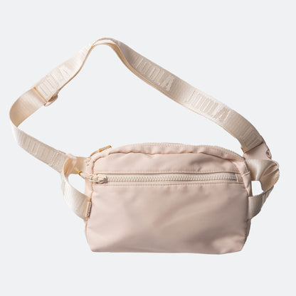 Beige JOOLA Belt bag with a strap on a white background