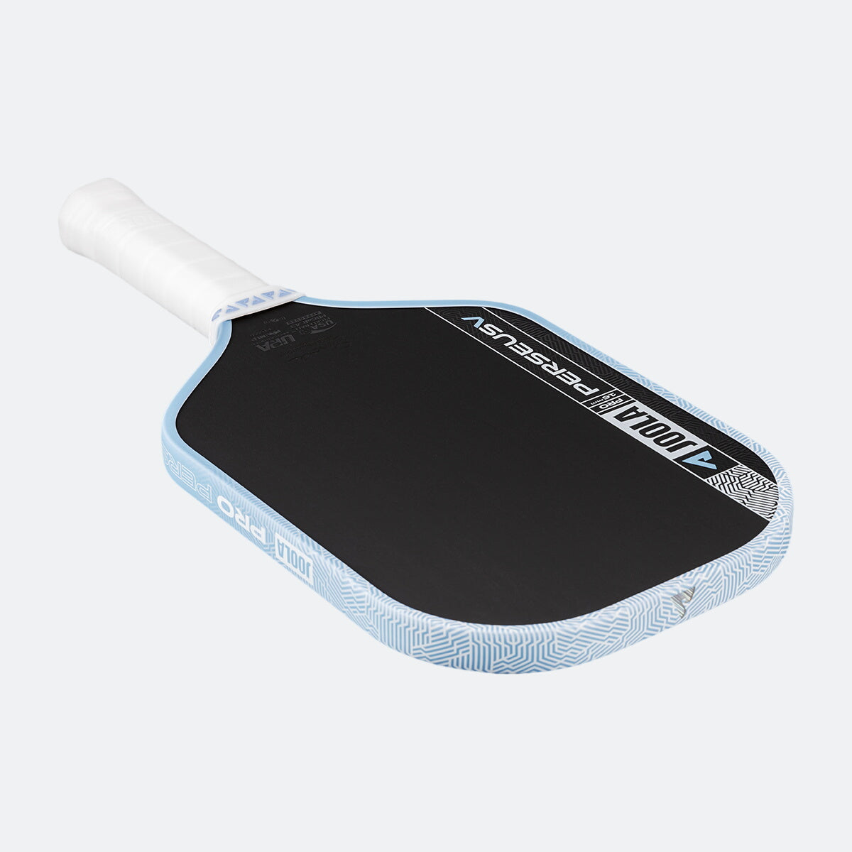 Joola Perseus Pro V Pickleball Paddle in black and blue hero shot display