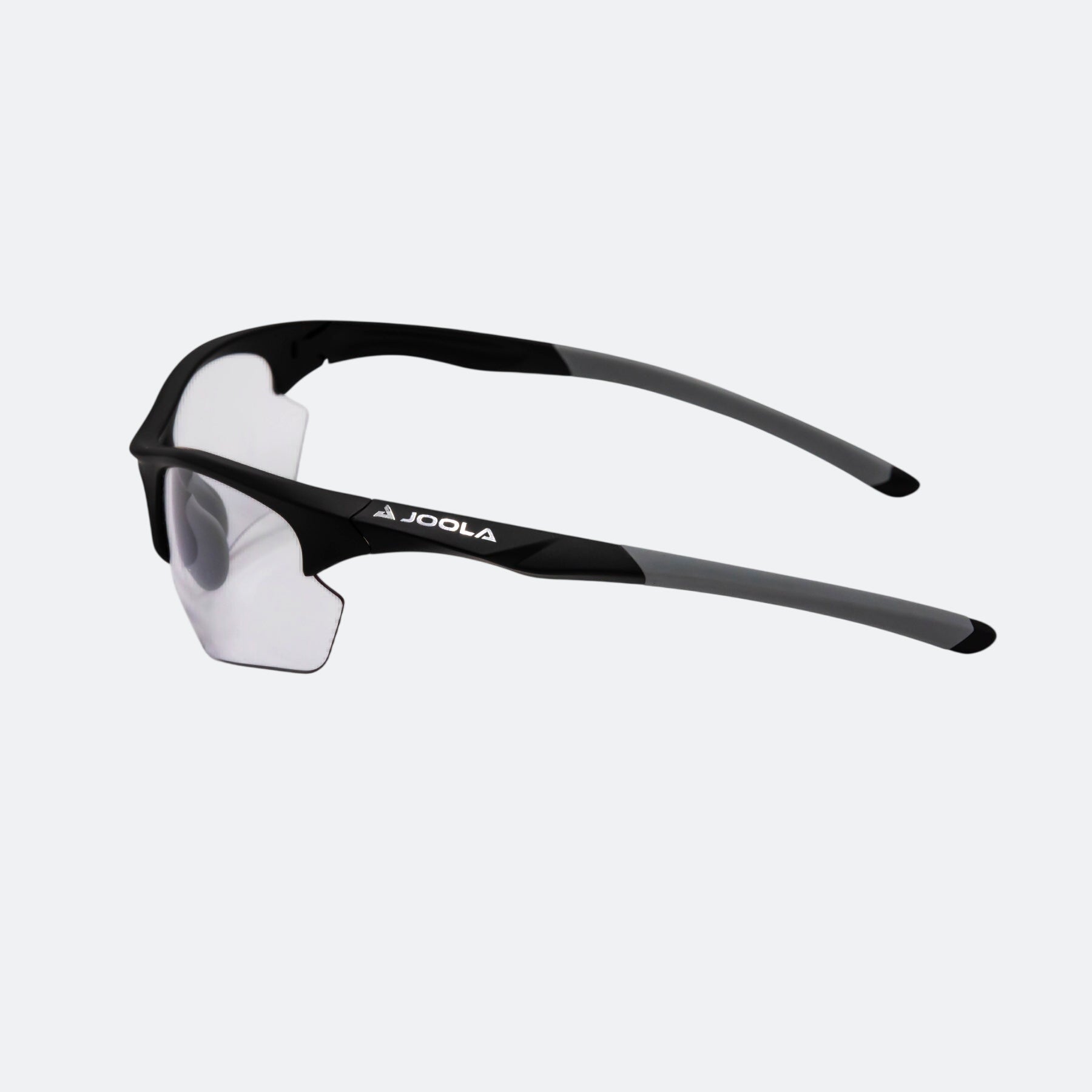 Close up product image of the JOOLA RJX Enhance glasses, matte black.