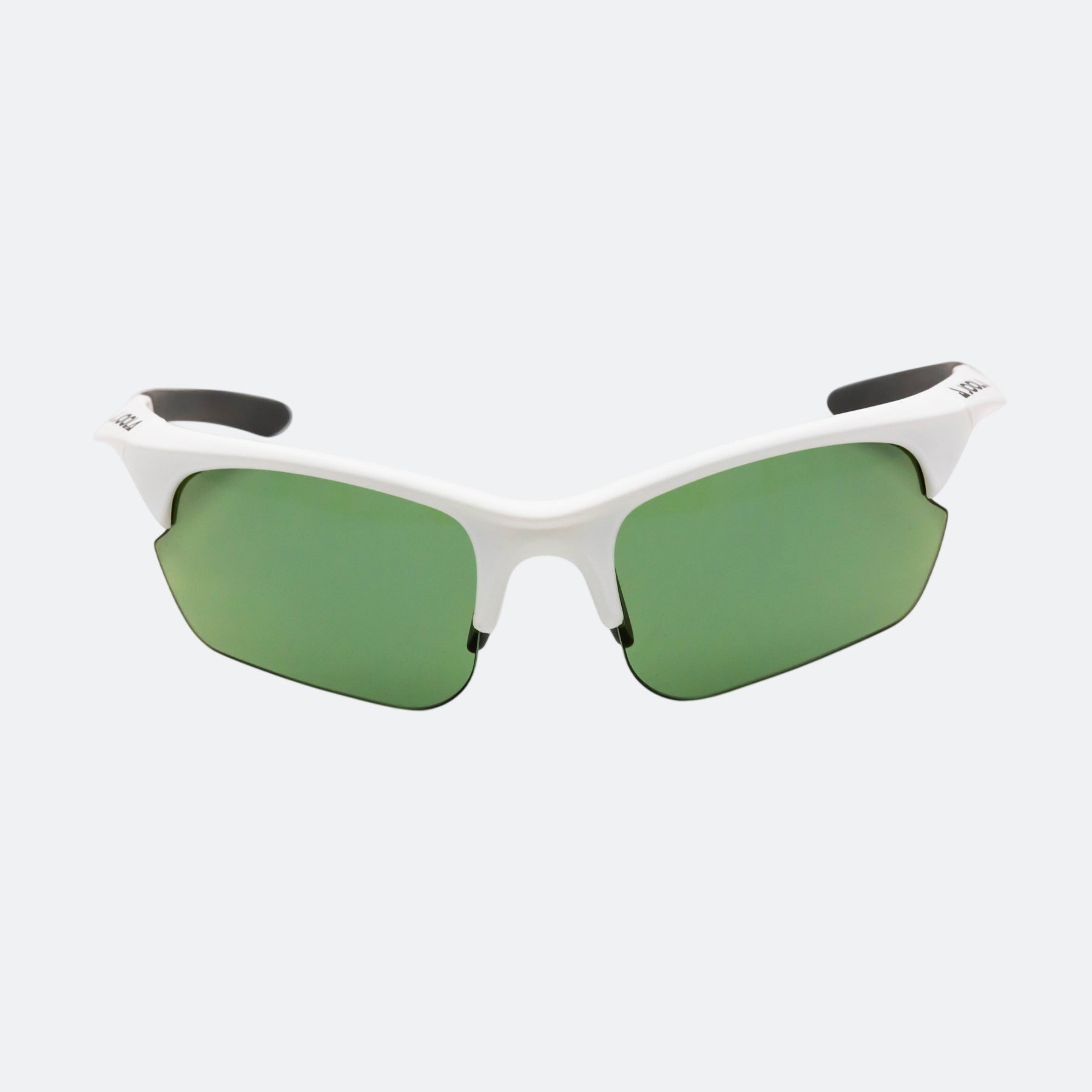 Straight on view of the JOOLA RJX Boost glasses, matte white.