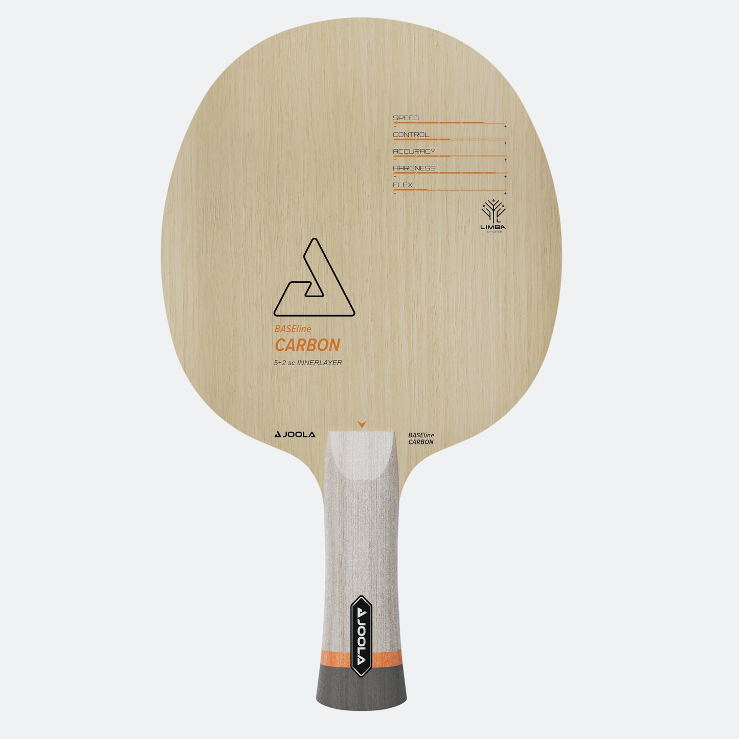 JOOLA Table tennis racket with wooden design and gray handle on a white background.