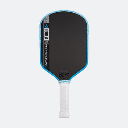 White background photo, image of the Hyperion Pro V with light blue edge guard and white handle.