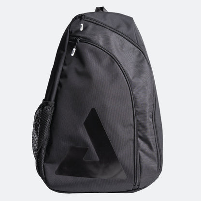 Black sling bag with a prominent JOOLA trinity logo on a white background