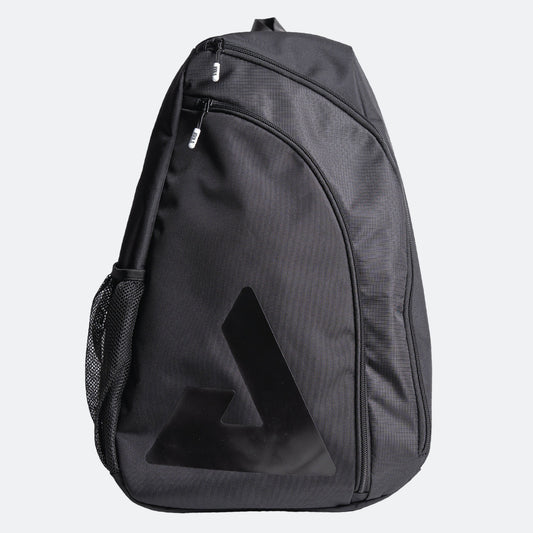 Black sling bag with a prominent JOOLA trinity logo on a white background