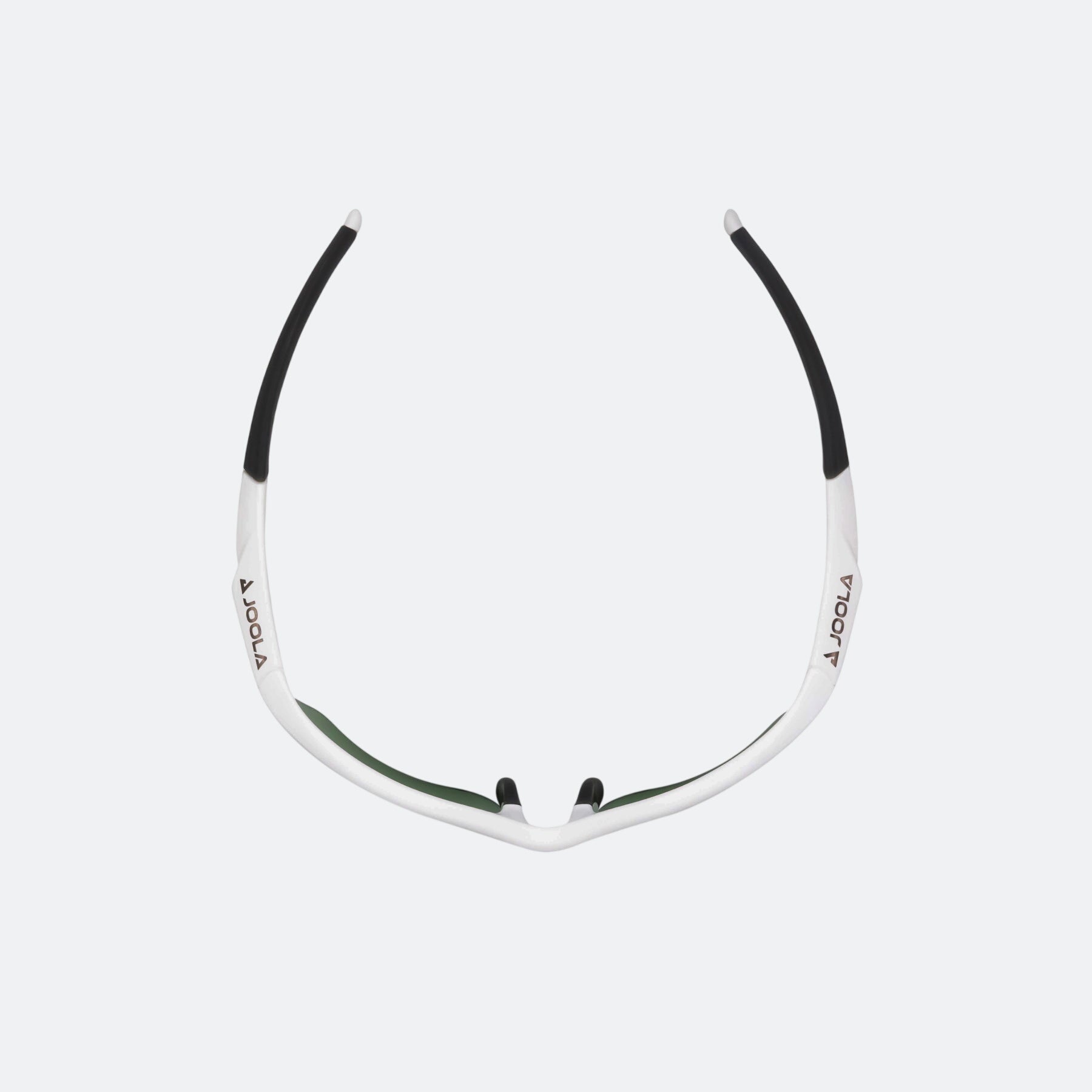 Close up product image of the JOOLA RJX Boost glasses, matte white.