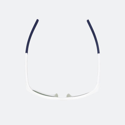 Product image showing the JOOLA RJX Enhance eyewear from above. The glasses are white.