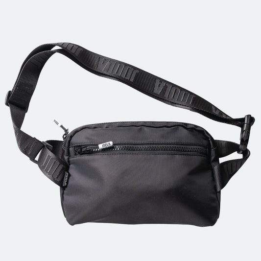 Black JOOLA Belt bag with a strap on a white background