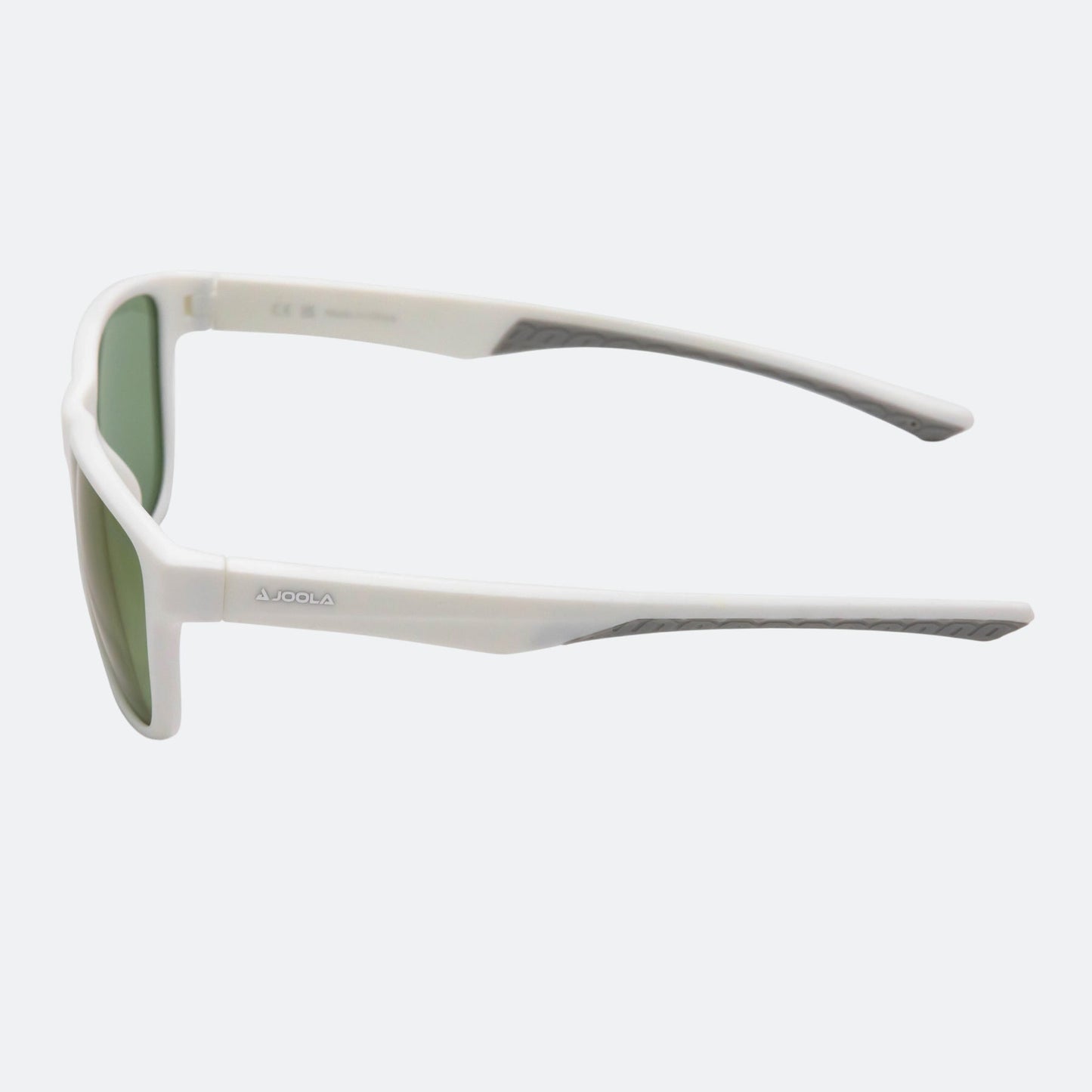 Side view of the JOOLA RJX Lite eyewear, matte white.