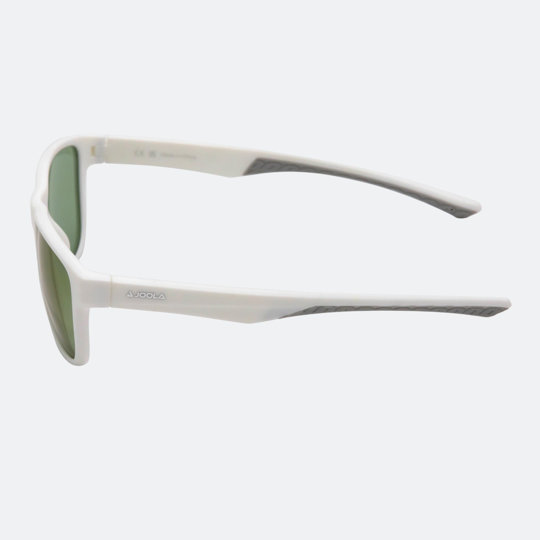 Side view of the JOOLA RJX Lite eyewear, matte white.