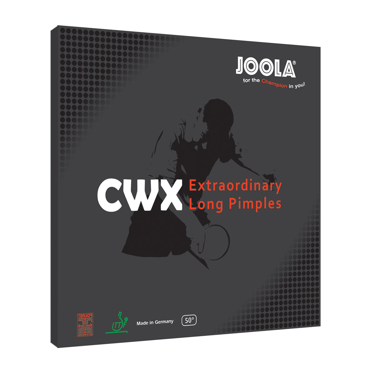 Joola CWX Table Tennis Rubber high-performance sheet product display showing red surface texture