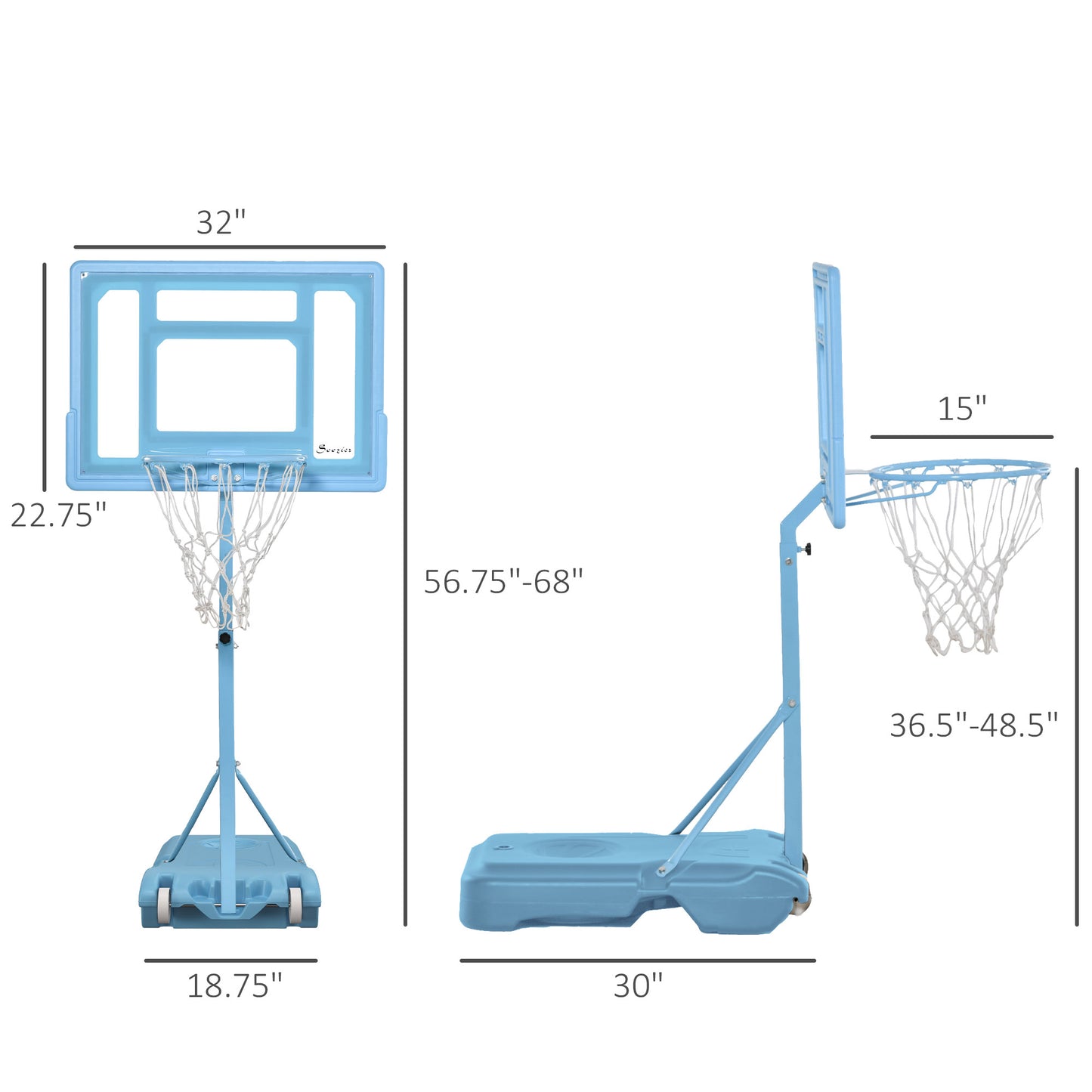 Poolside Basketball Hoop Stand – Adjustable Height, Fillable Base