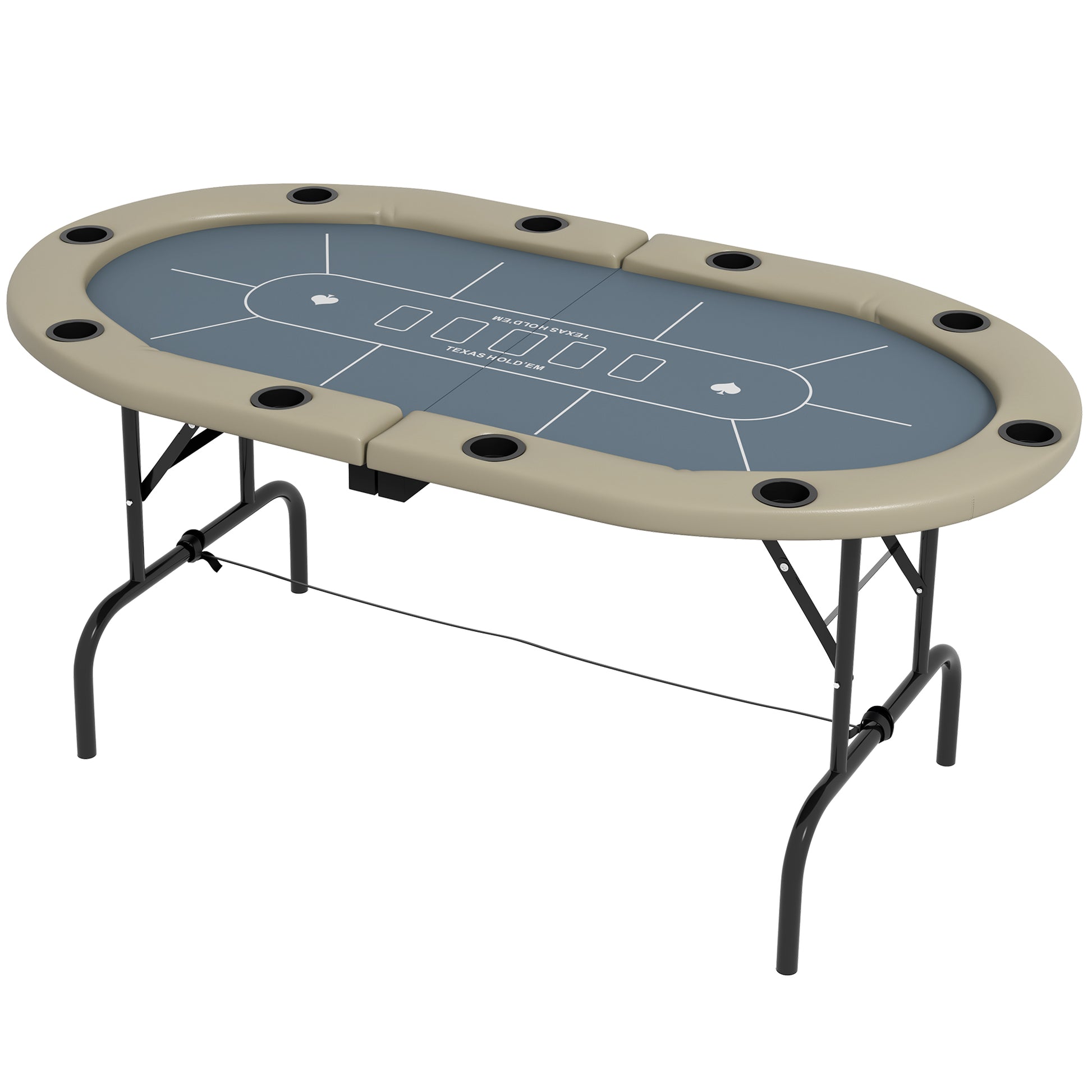 Folding Poker Table for 8 Players, 70" Oval w/ Cup Holders