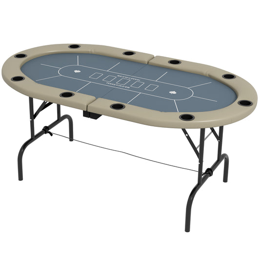 Folding Poker Table for 8 Players, 70" Oval w/ Cup Holders